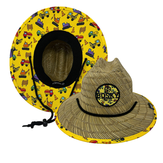 Kids Construction Hardhat Yellow Straw Lifeguard Hat
