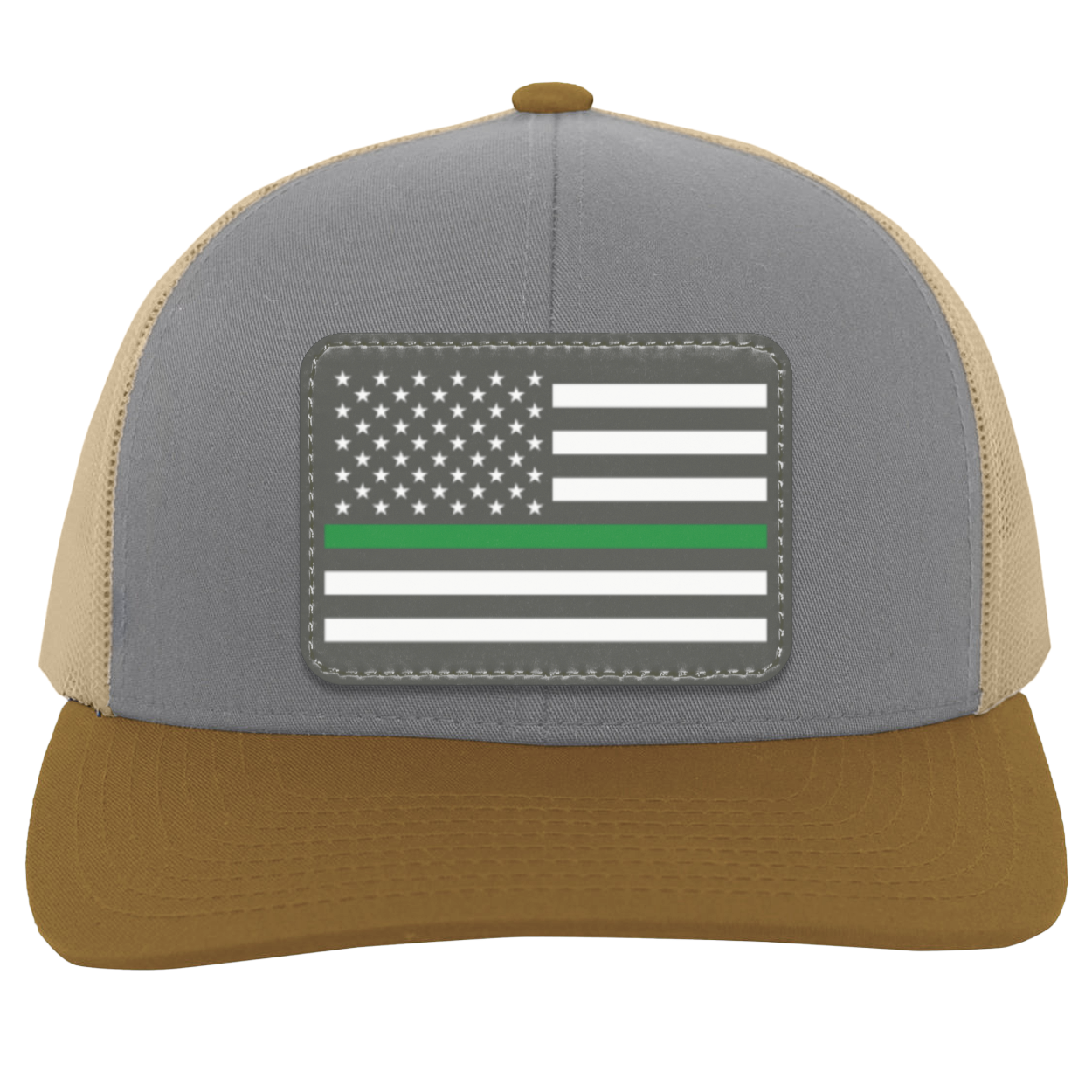 Green Line American Flag USA Patriot Military Trucker Snap Back Hat