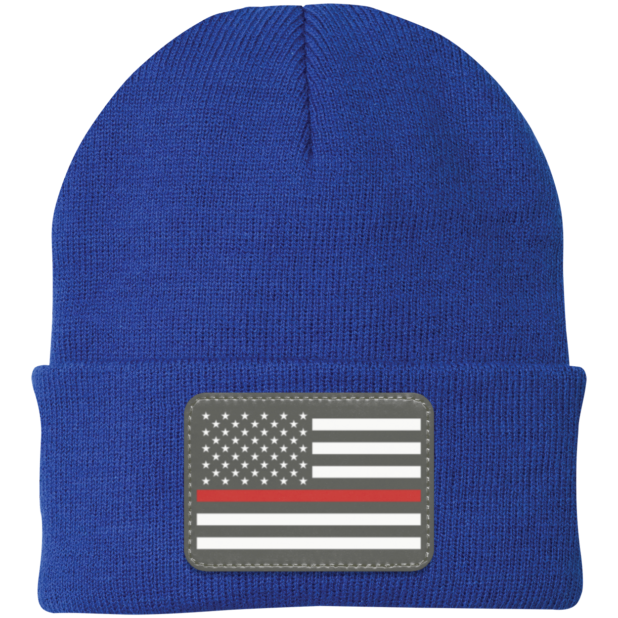 Red Line American Flag USA Patriot Knit Cap - Patch Beanie
