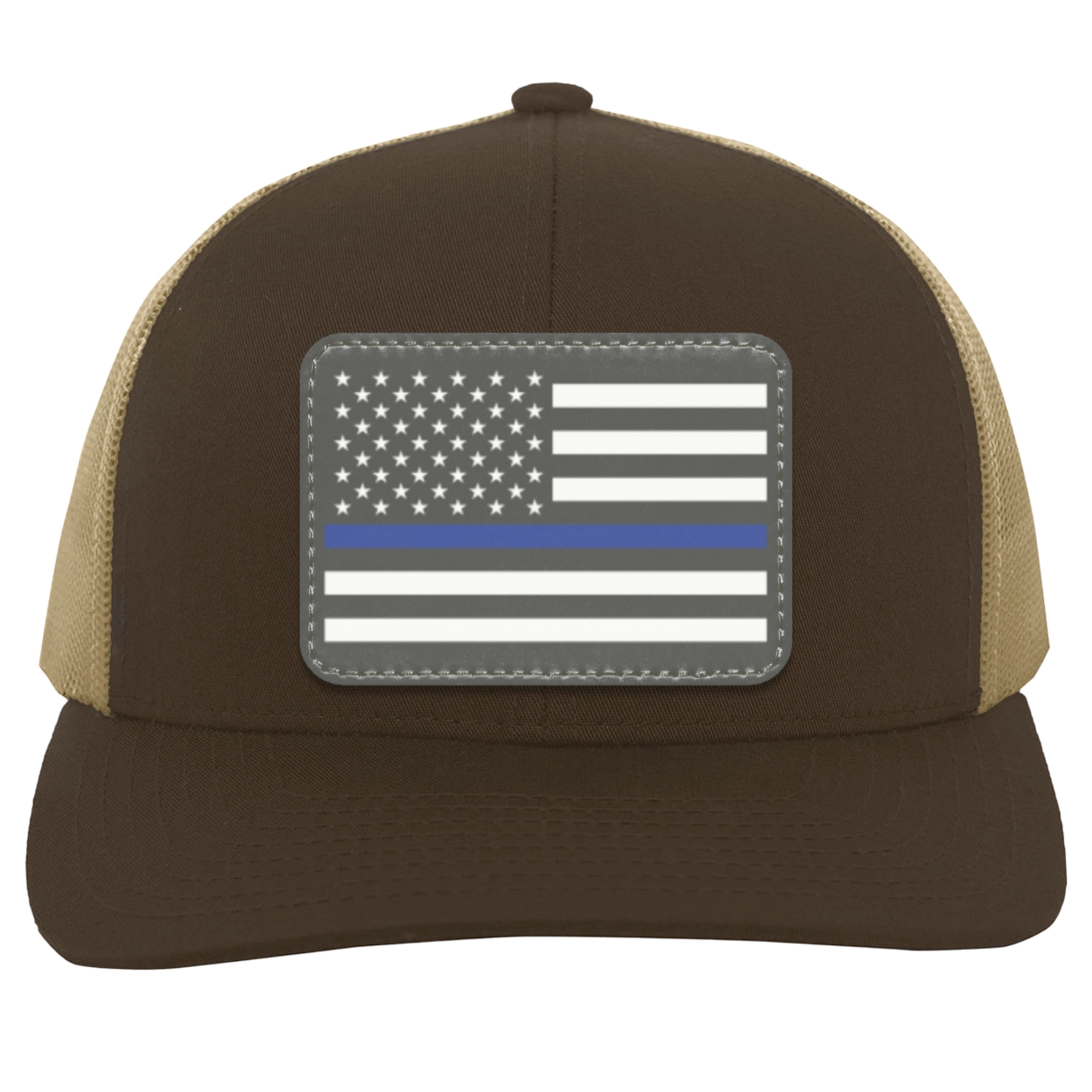 Blue Line American Flag USA Patriot Police Snap Back Hat