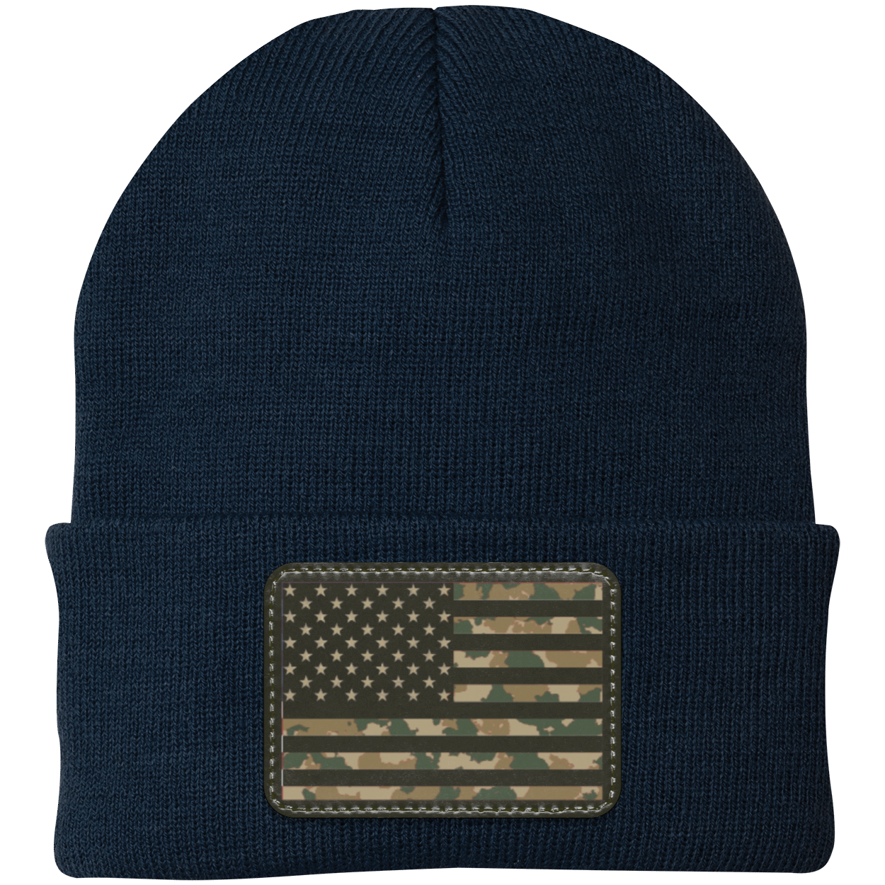 Camo American Flag USA Patriot Knit Cap - Patch Beanie