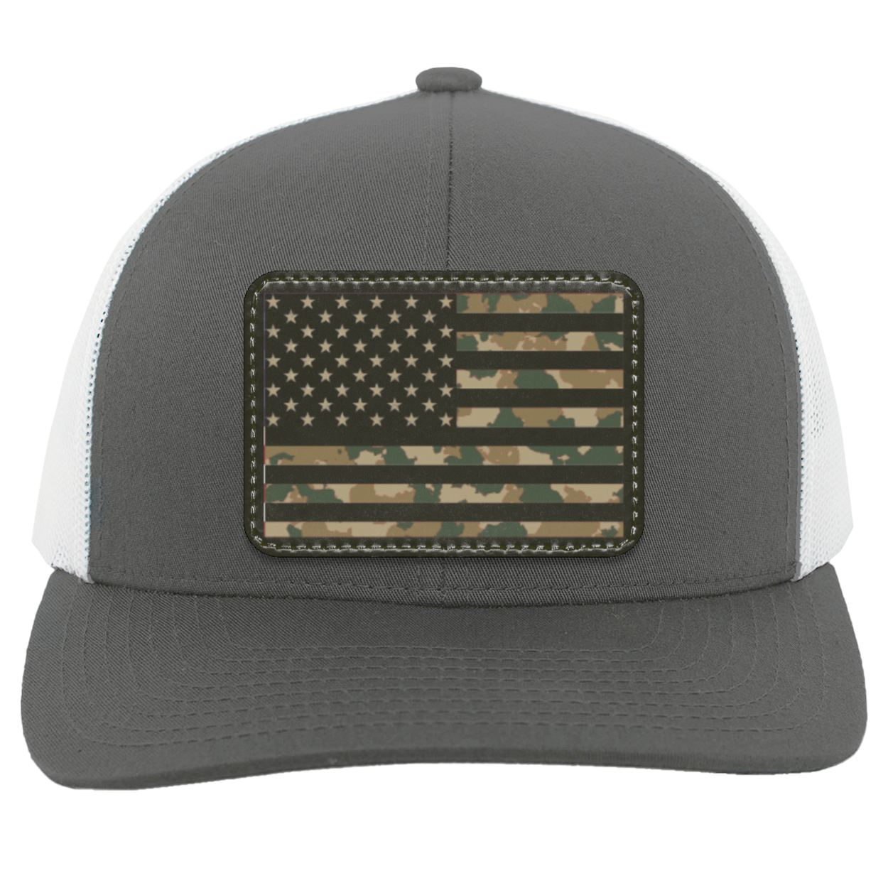 Camo American Flag USA Patriot Trucker Snap Back Hat