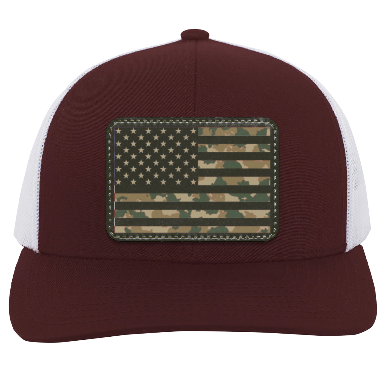 Camo American Flag USA Patriot Trucker Snap Back Hat