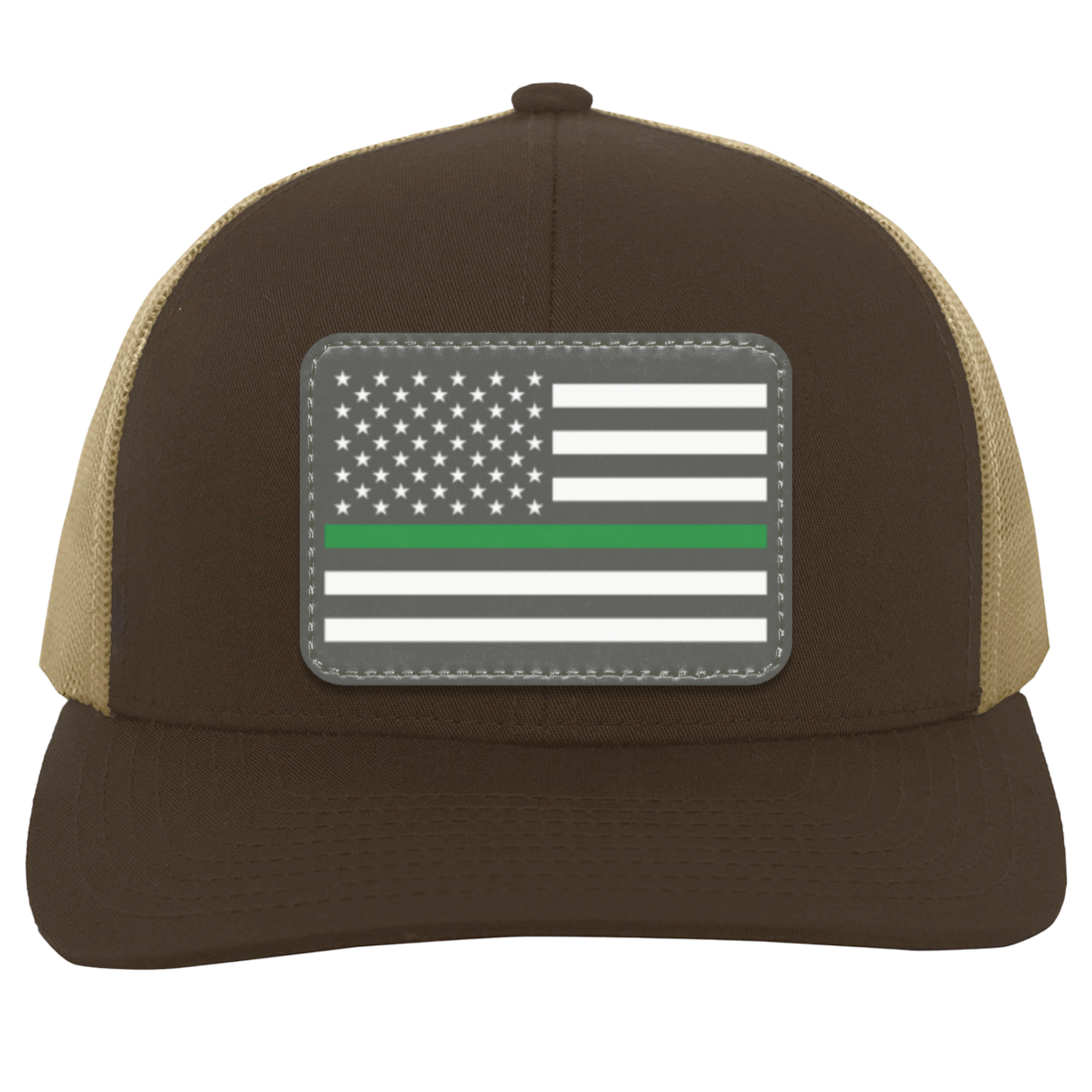 Green Line American Flag USA Patriot Military Trucker Snap Back Hat