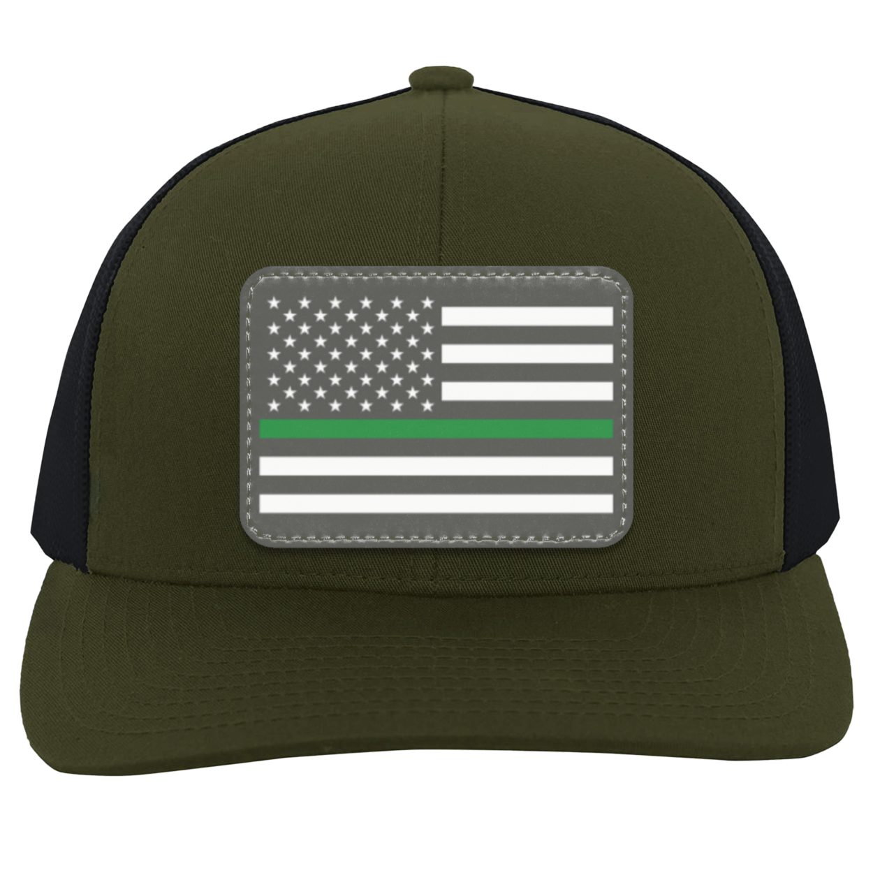 Green Line American Flag USA Patriot Military Trucker Snap Back Hat