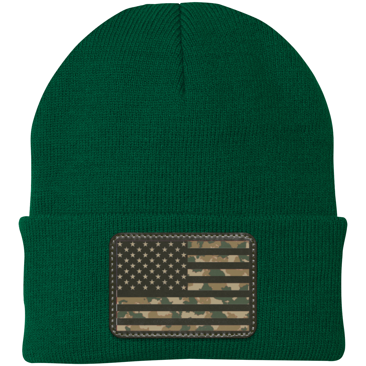 Camo American Flag USA Patriot Knit Cap - Patch Beanie
