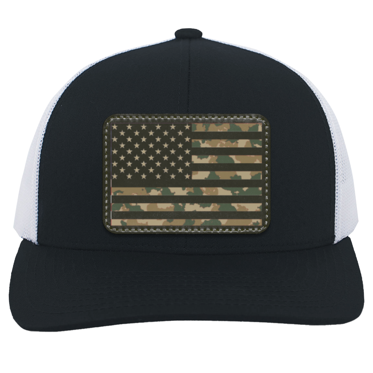 Camo American Flag USA Patriot Trucker Snap Back Hat
