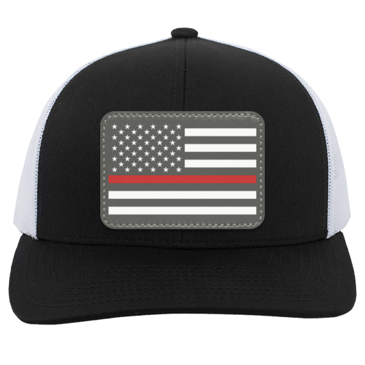 Red Line American Flag USA Patriot Trucker Snap Back Hat