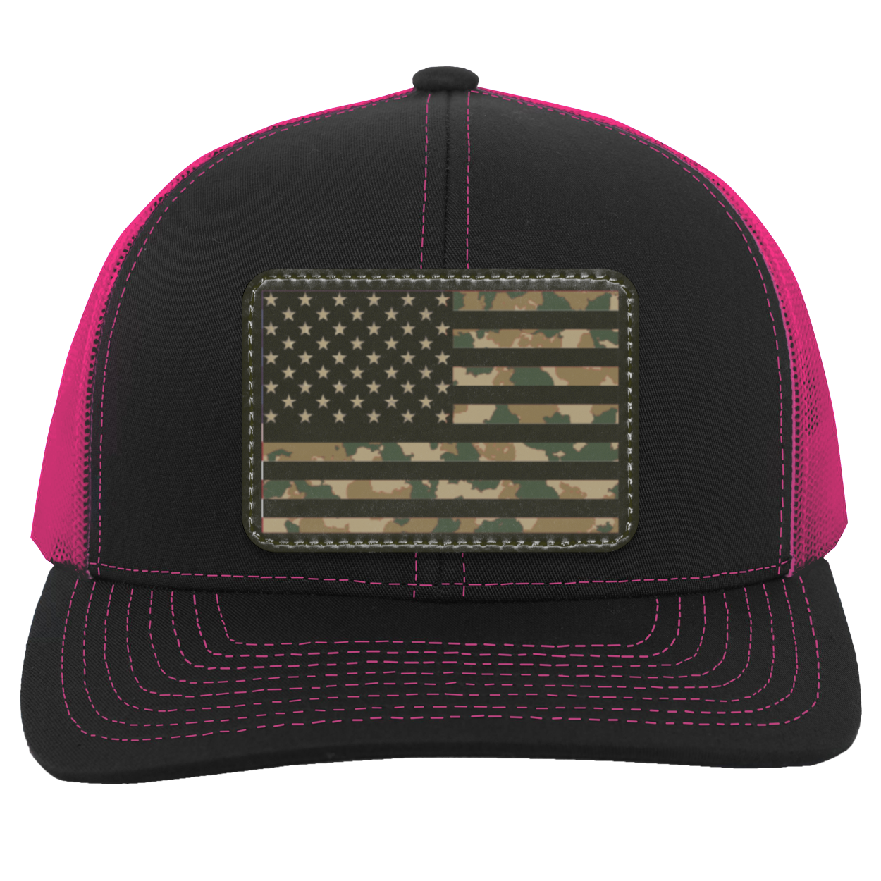 Camo American Flag USA Patriot Trucker Snap Back Hat