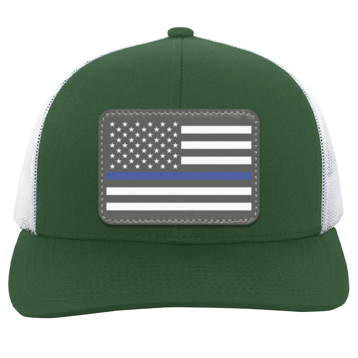 Blue Line American Flag USA Patriot Police Snap Back Hat