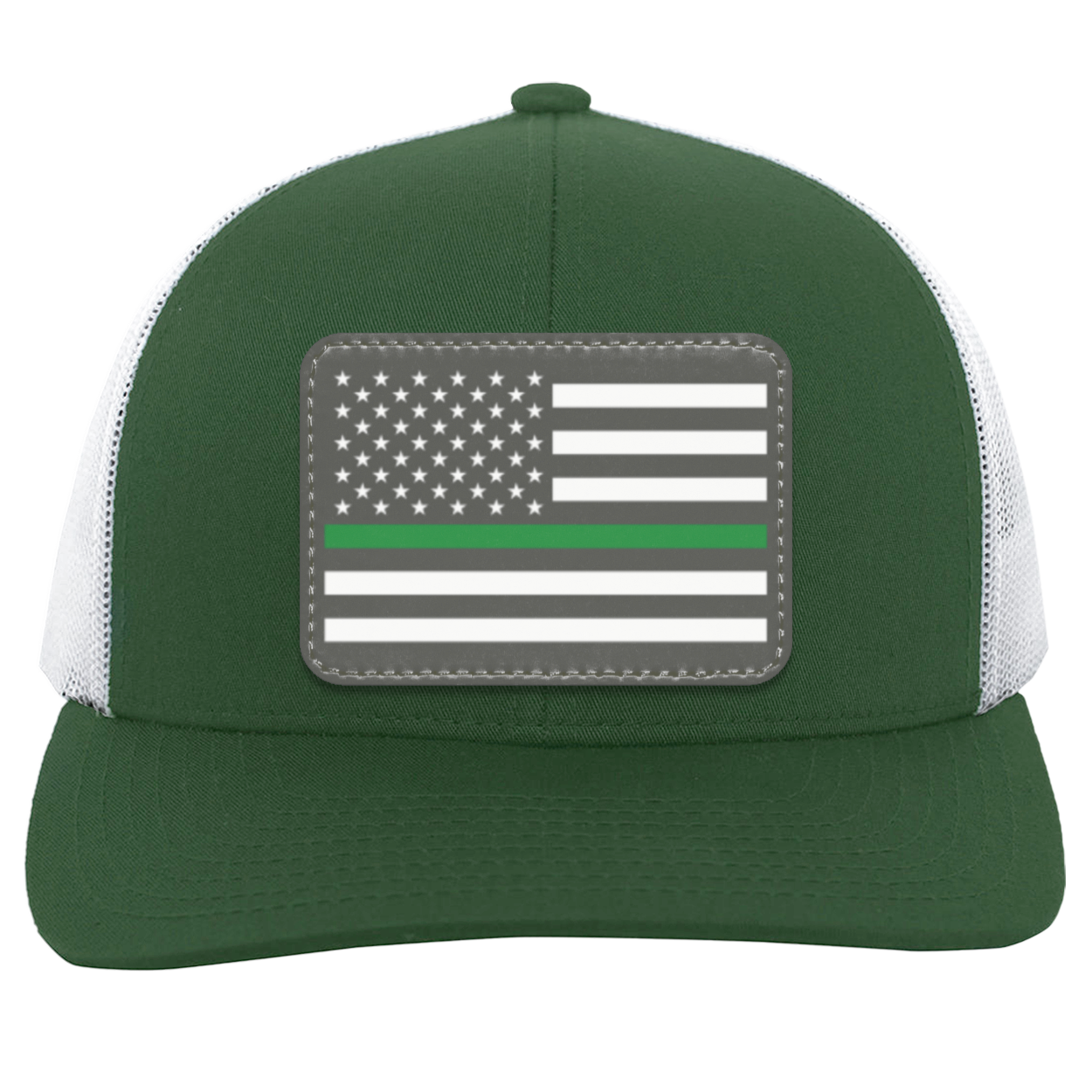 Green Line American Flag USA Patriot Military Trucker Snap Back Hat