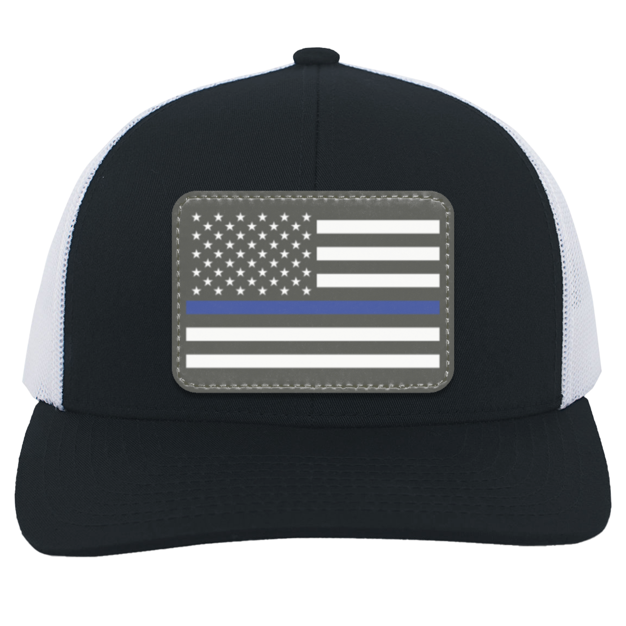 Blue Line American Flag USA Patriot Police Snap Back Hat