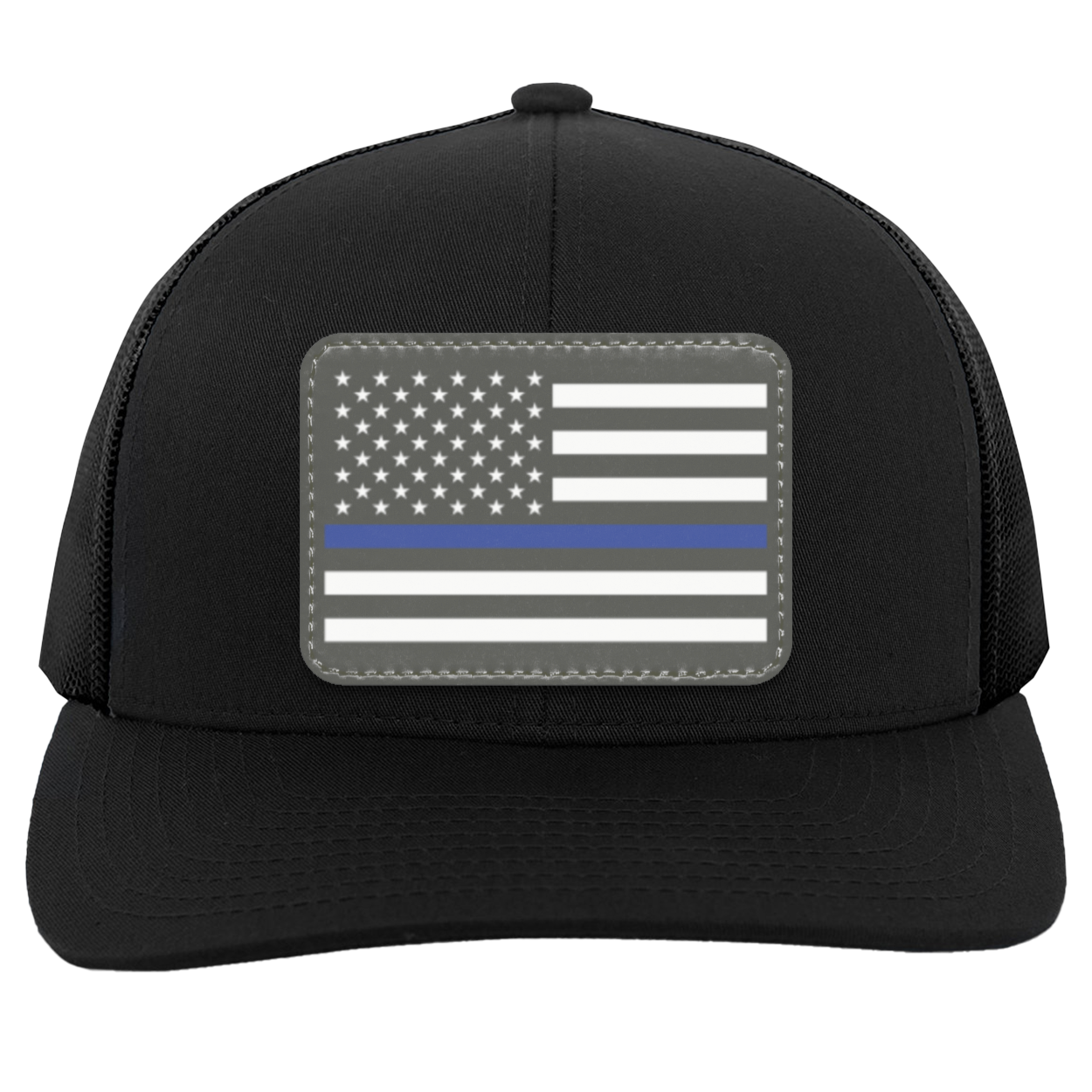 Blue Line American Flag USA Patriot Police Snap Back Hat