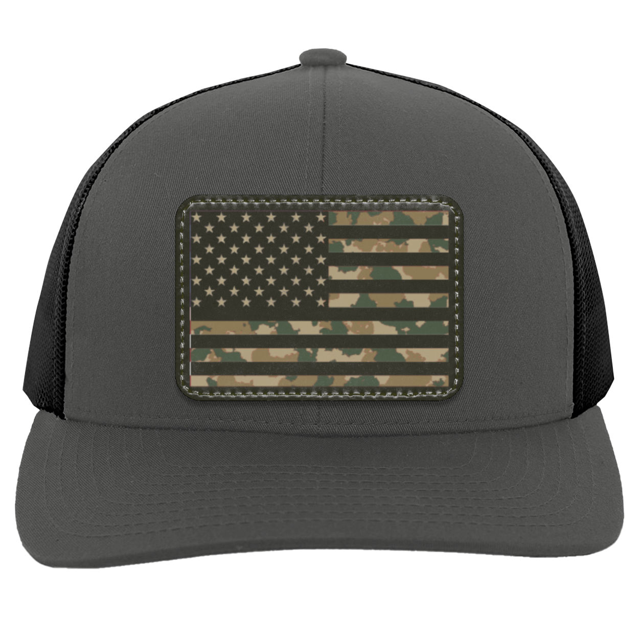 Camo American Flag USA Patriot Trucker Snap Back Hat