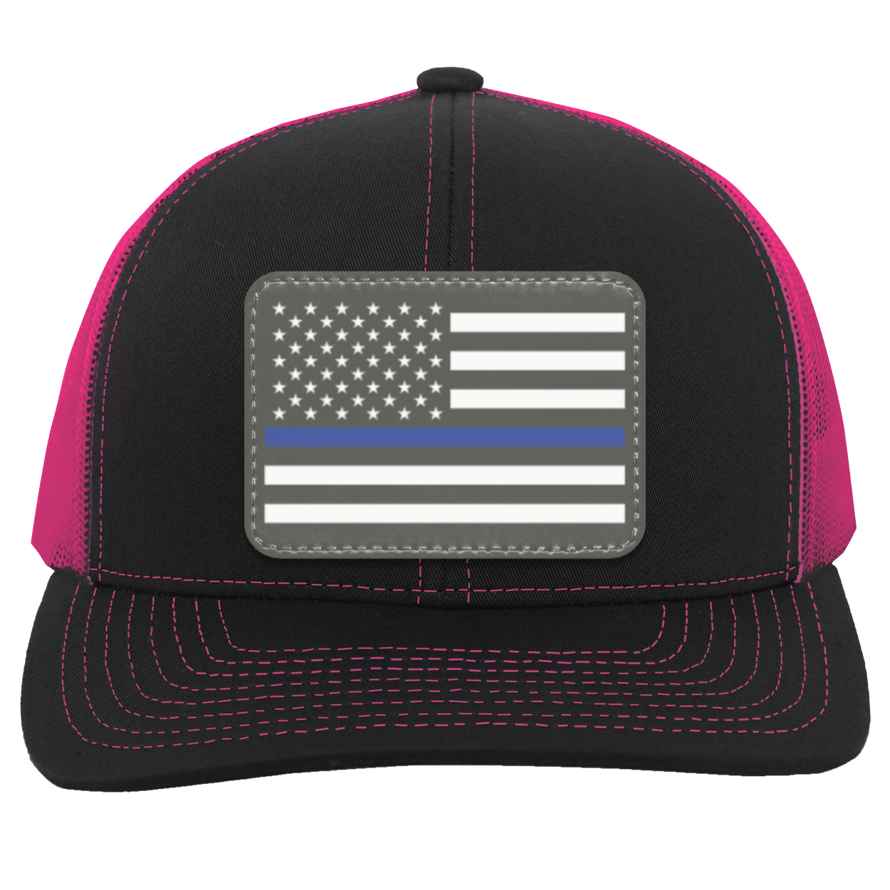 Blue Line American Flag USA Patriot Police Snap Back Hat