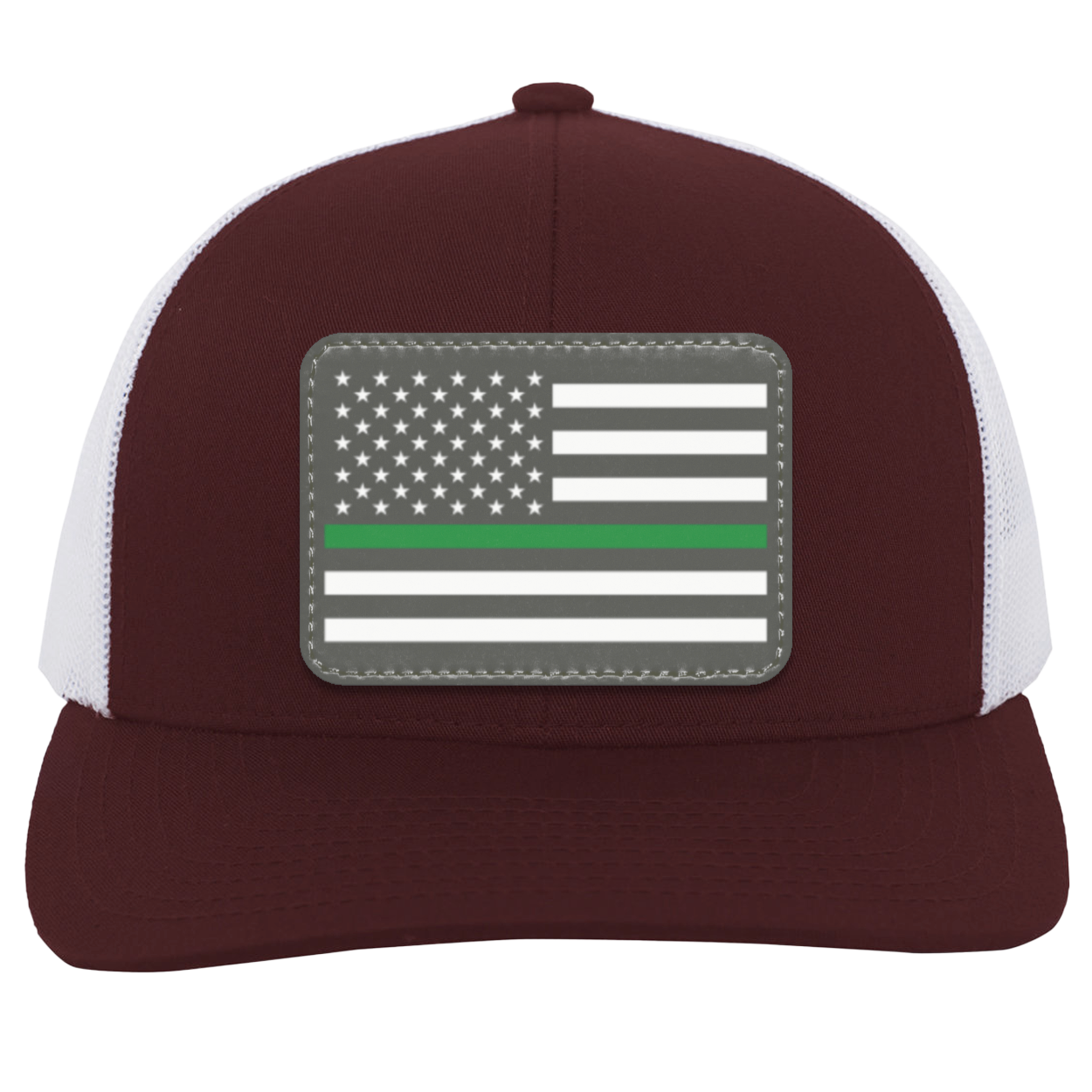 Green Line American Flag USA Patriot Military Trucker Snap Back Hat