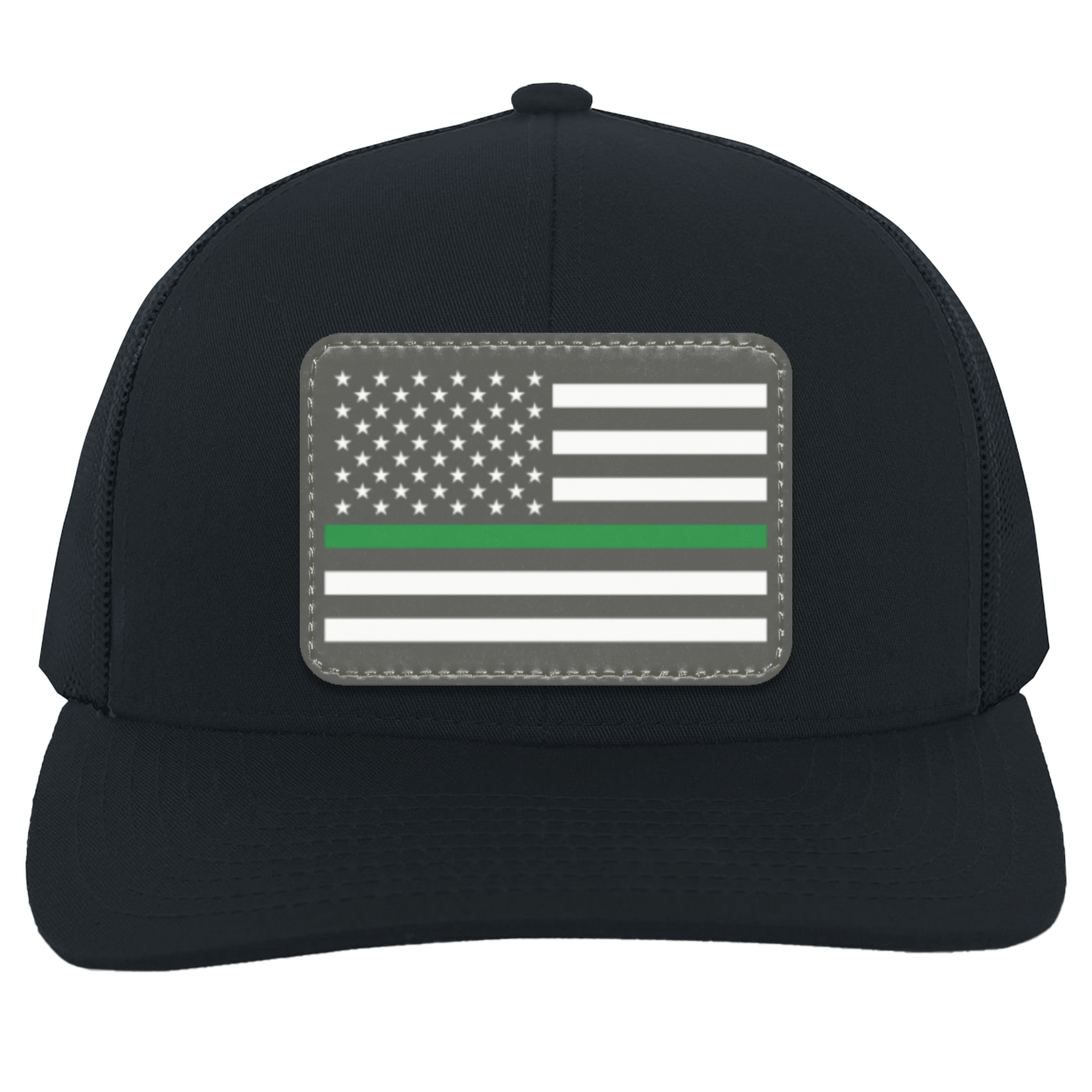 Green Line American Flag USA Patriot Military Trucker Snap Back Hat