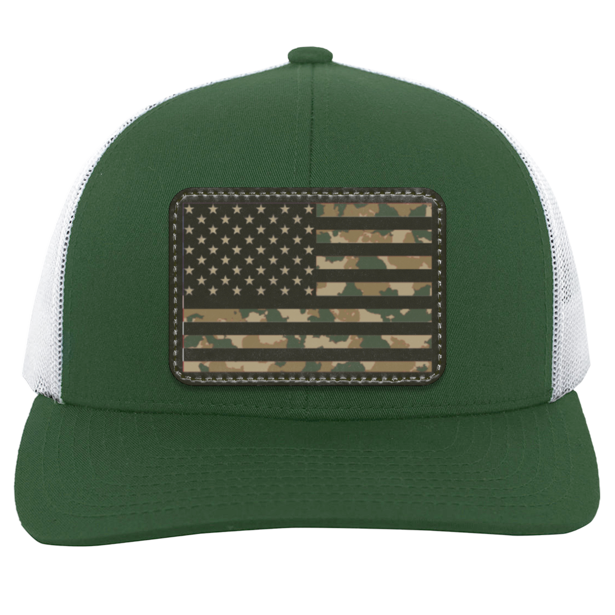 Camo American Flag USA Patriot Trucker Snap Back Hat
