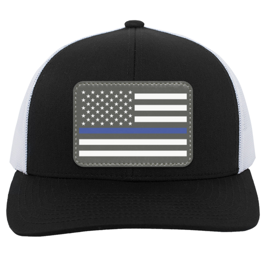 Blue Line American Flag USA Patriot Police Snap Back Hat