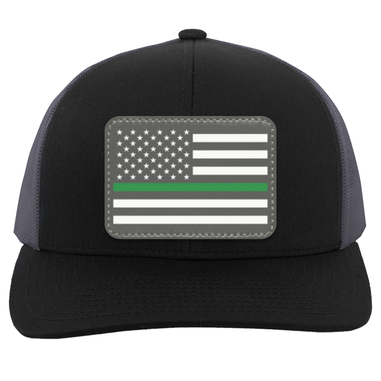 Green Line American Flag USA Patriot Military Trucker Snap Back Hat