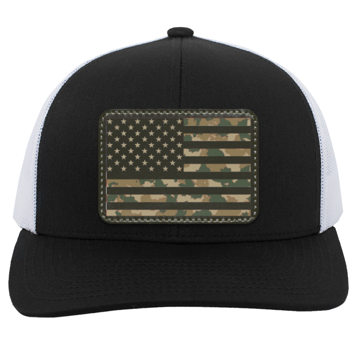 Camo American Flag USA Patriot Trucker Snap Back Hat