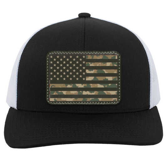Camo American Flag USA Patriot Trucker Snap Back Hat