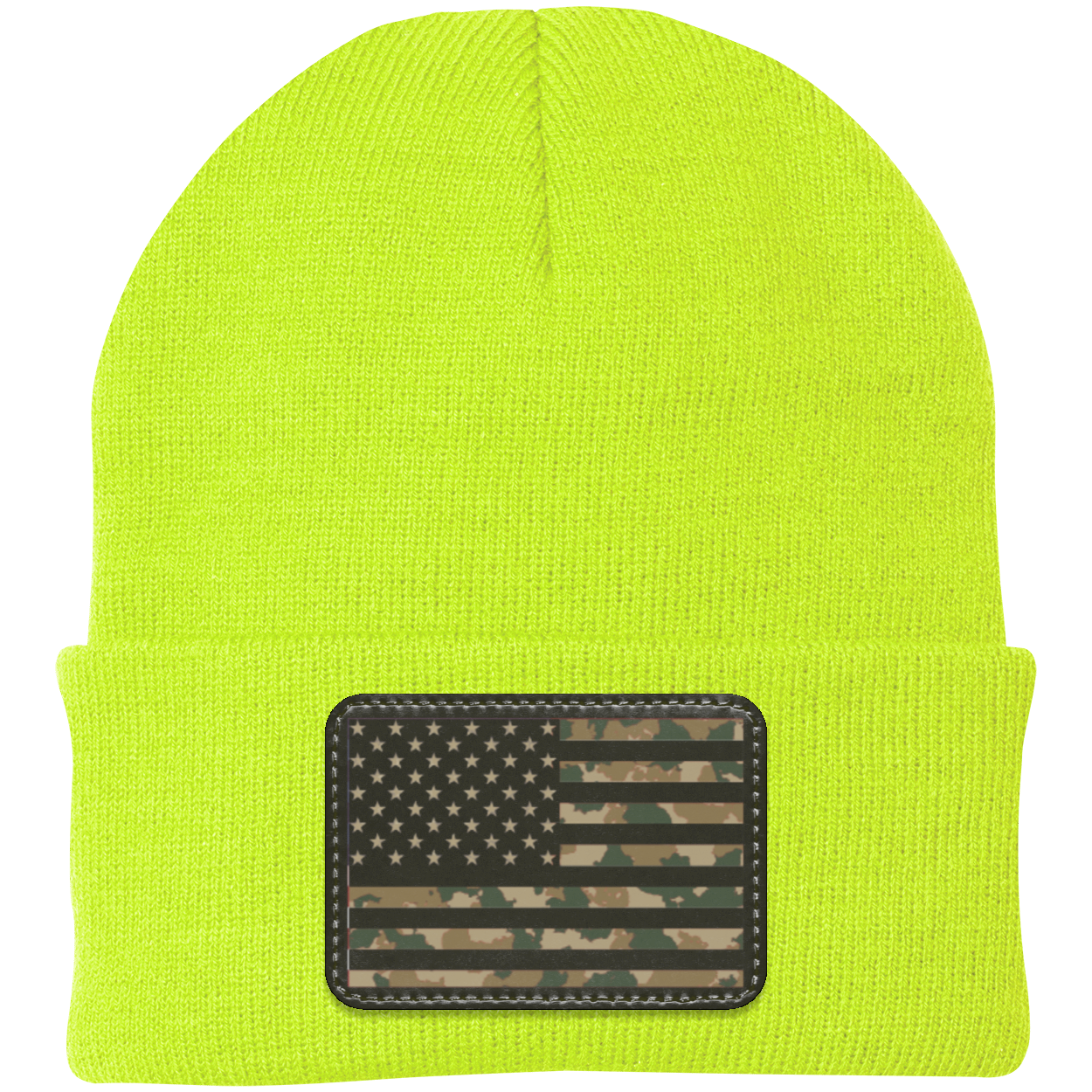 Camo American Flag USA Patriot Knit Cap - Patch Beanie