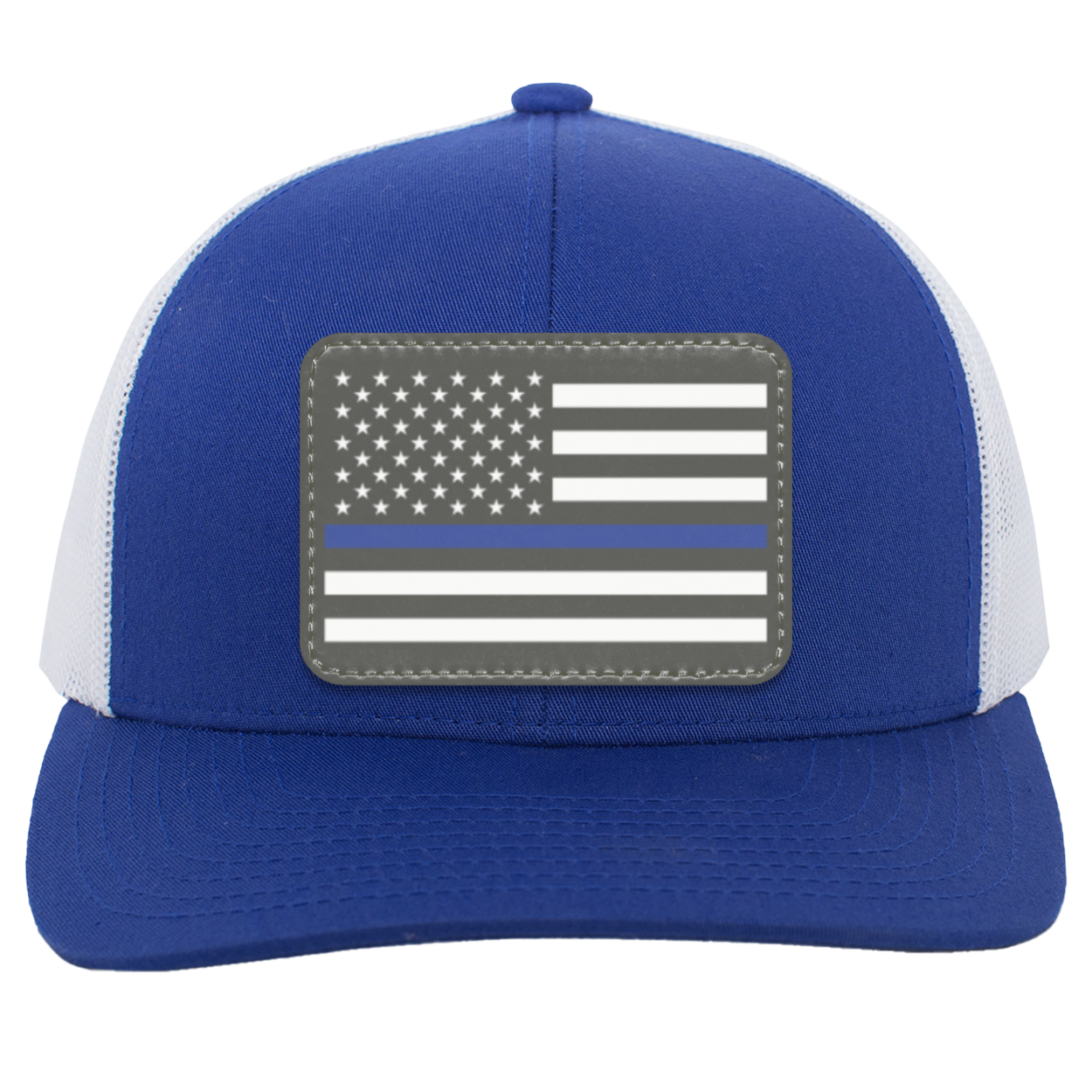 Blue Line American Flag USA Patriot Police Snap Back Hat
