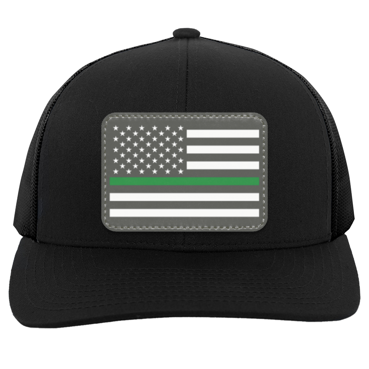 Green Line American Flag USA Patriot Military Trucker Snap Back Hat