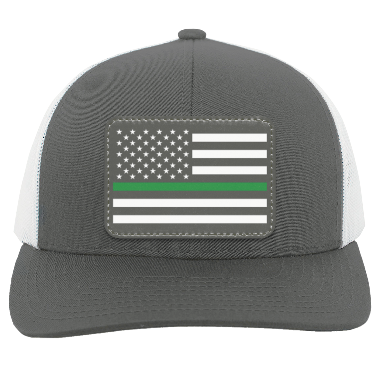 Green Line American Flag USA Patriot Military Trucker Snap Back Hat