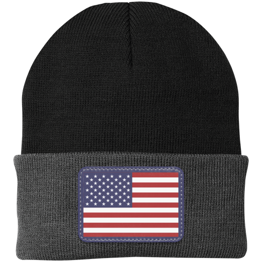 Classic American Flag USA Patriot Knit Cap - Patch Beanie
