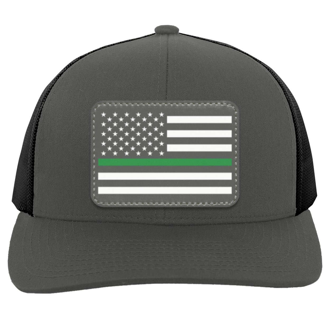 Green Line American Flag USA Patriot Military Trucker Snap Back Hat