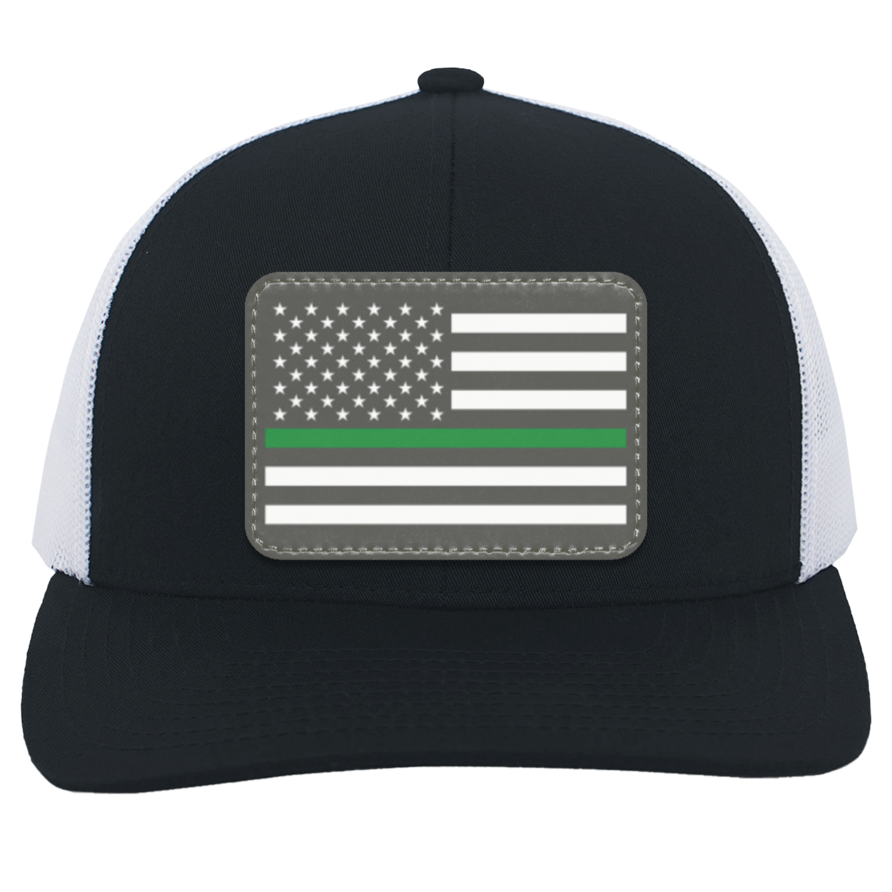 Green Line American Flag USA Patriot Military Trucker Snap Back Hat