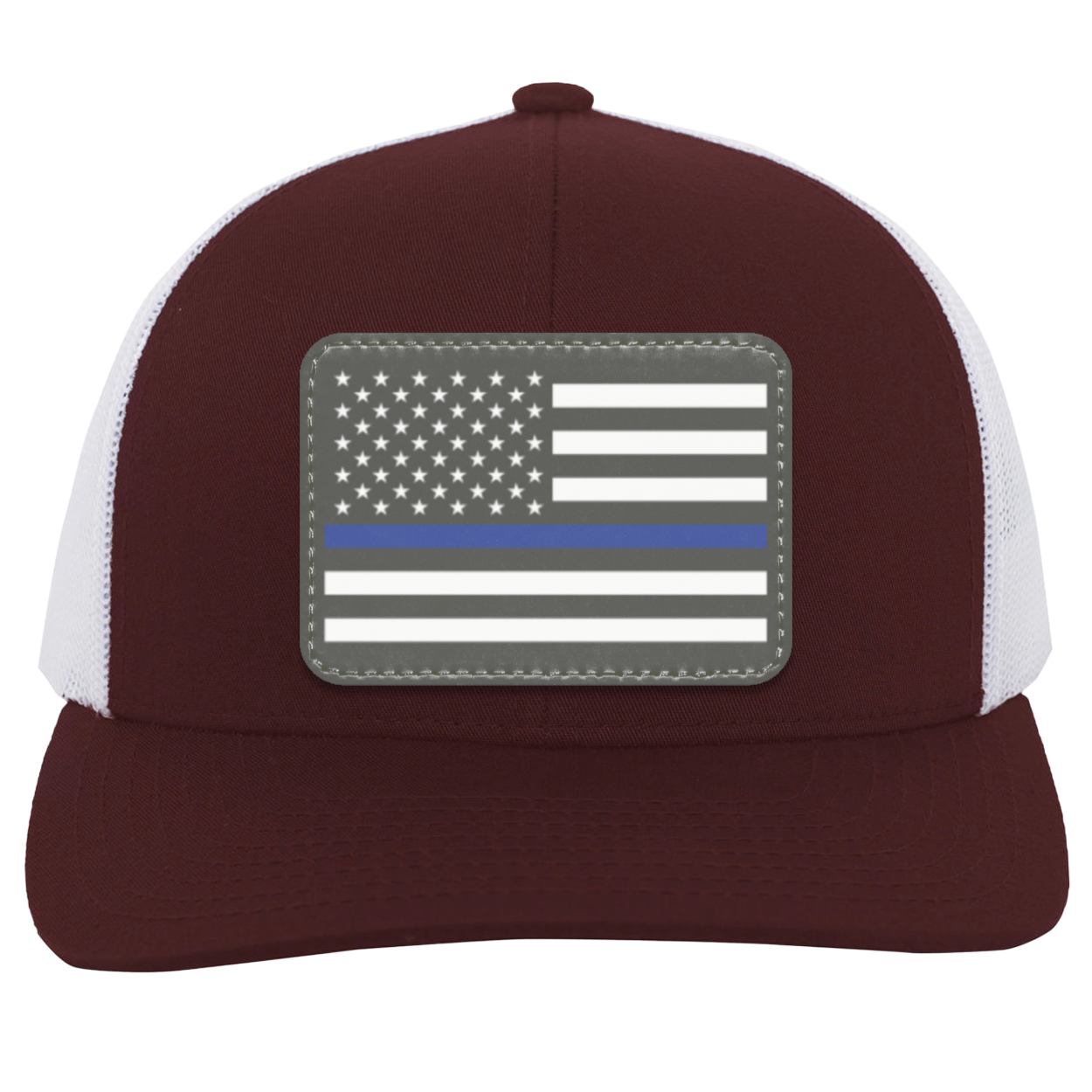 Blue Line American Flag USA Patriot Police Snap Back Hat