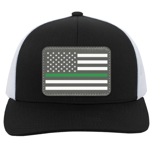 Green Line American Flag USA Patriot Military Trucker Snap Back Hat