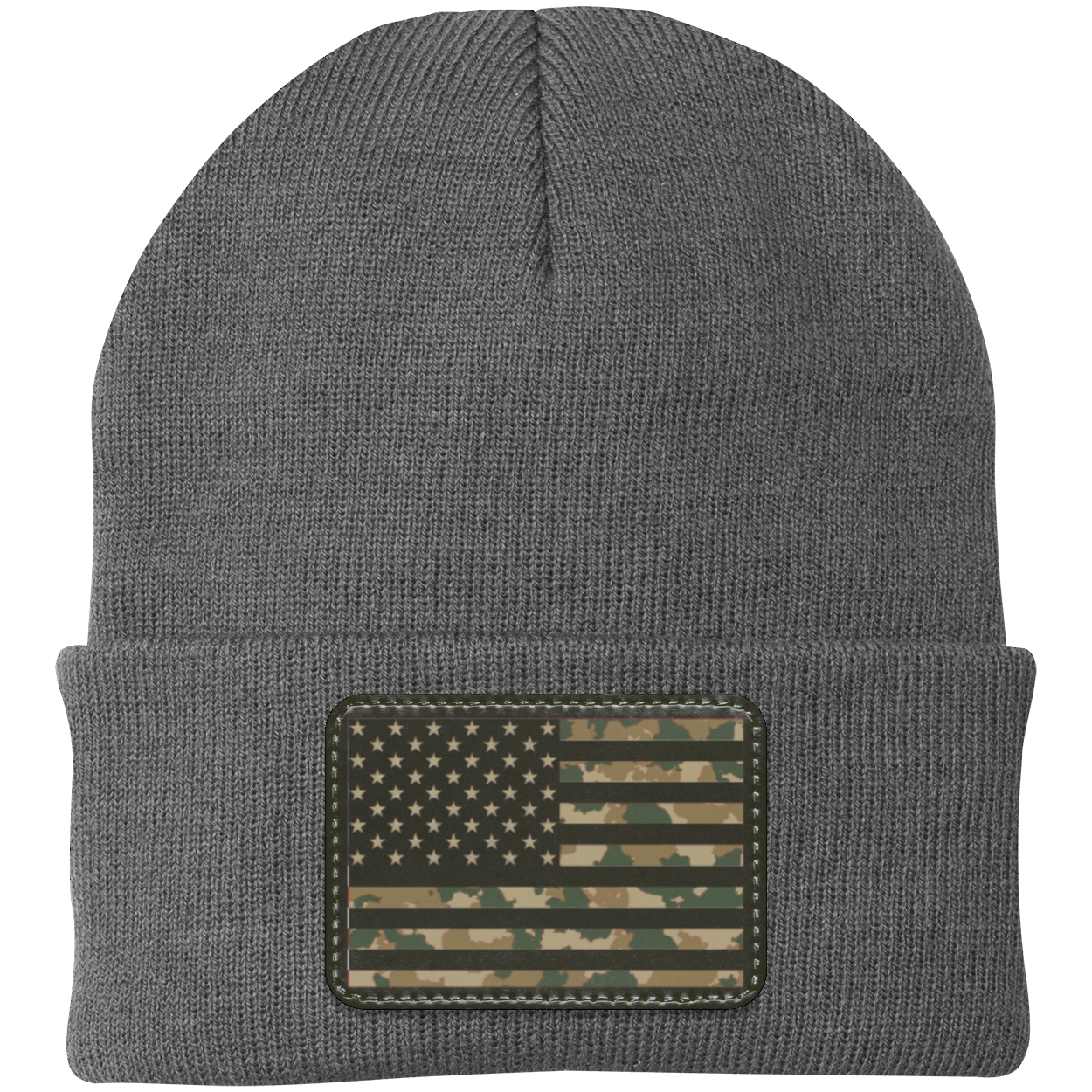 Camo American Flag USA Patriot Knit Cap - Patch Beanie