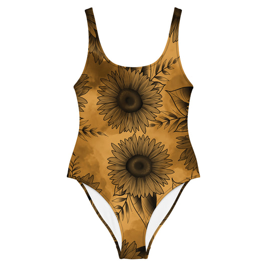 Vintage Sunflower One-Piece Women's Swimsuit