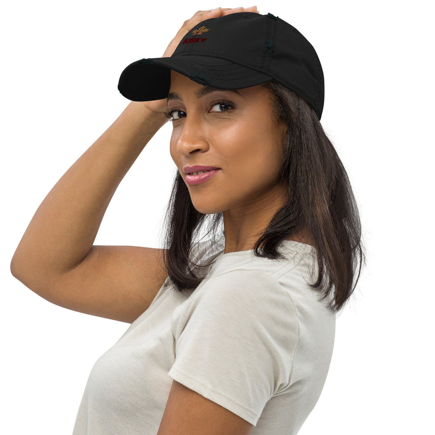Maple Leaf Distressed Mom Hat