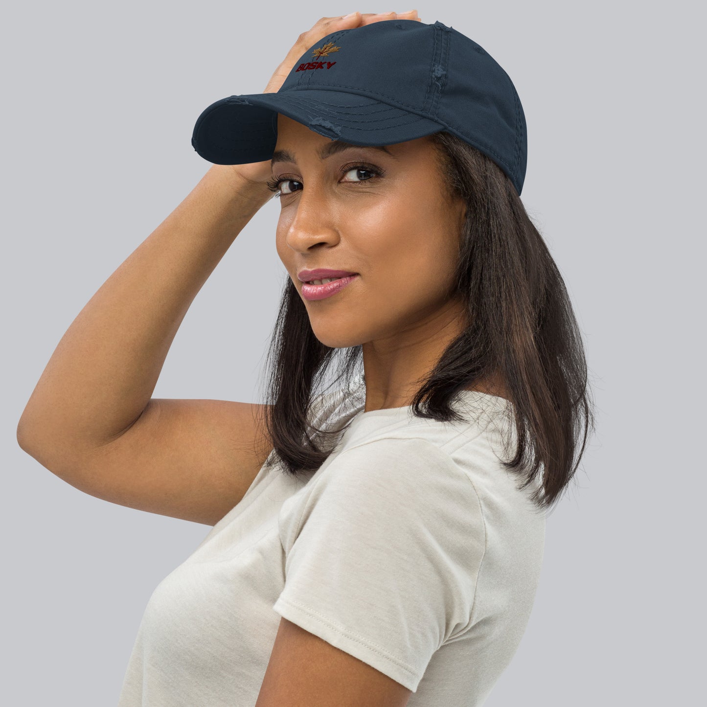 Maple Leaf Distressed Mom Hat