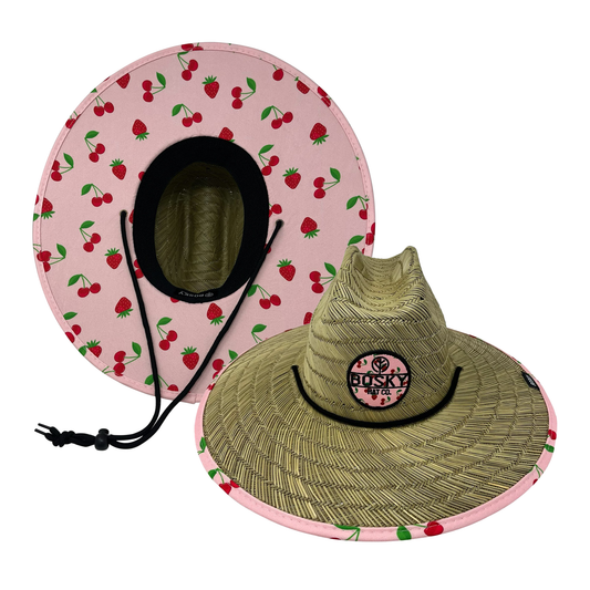 Strawberry x Cherry Pink Straw Lifeguard Hat