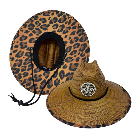 Cheetah Dark Brown Cat Straw Lifeguard Hat