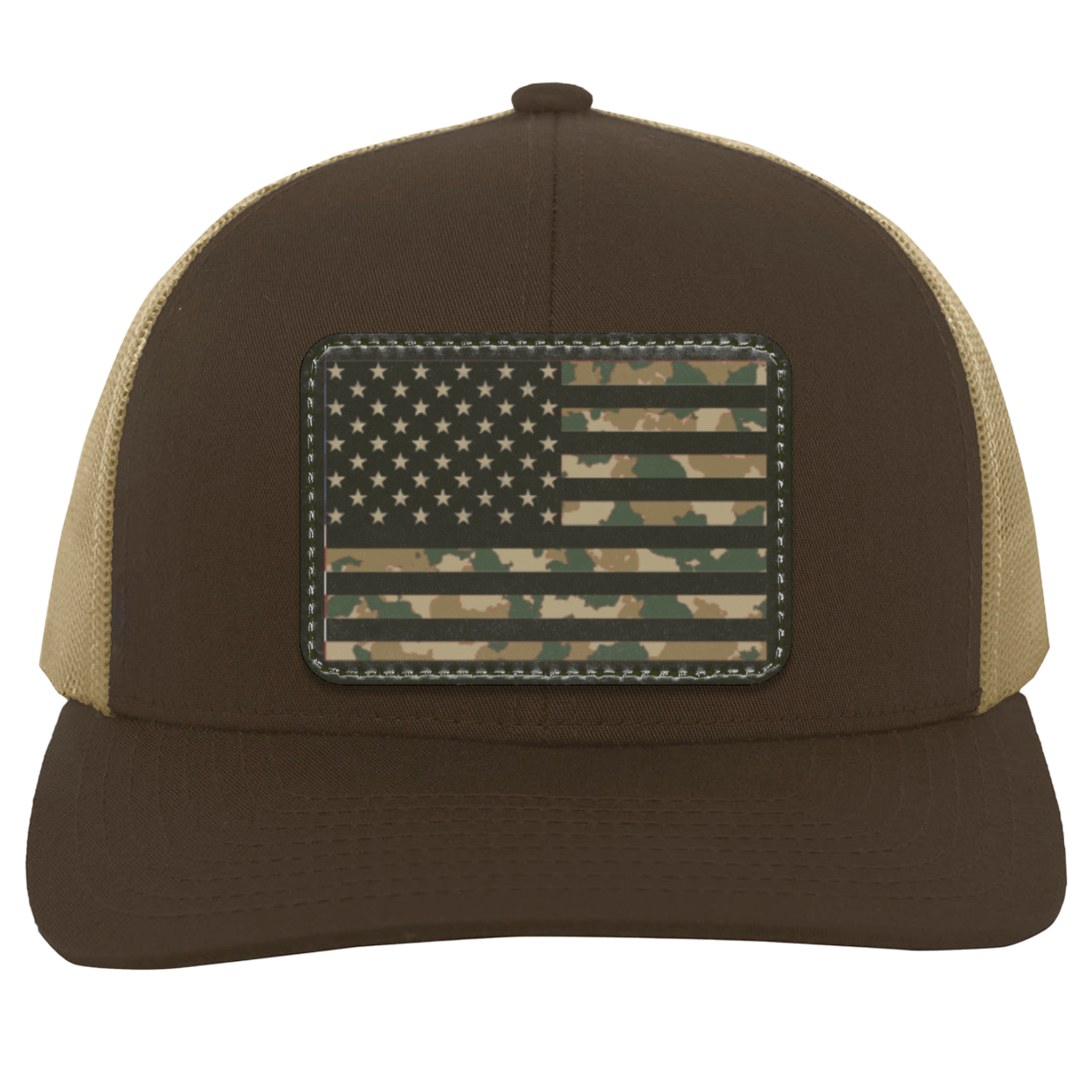 Camo American Flag USA Patriot Trucker Snap Back Hat