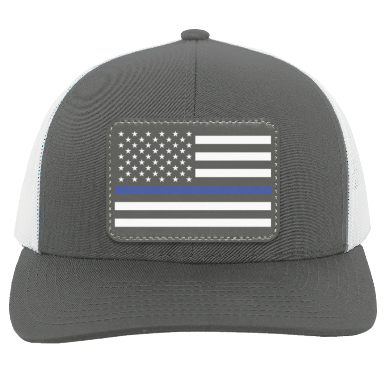 Blue Line American Flag USA Patriot Police Snap Back Hat