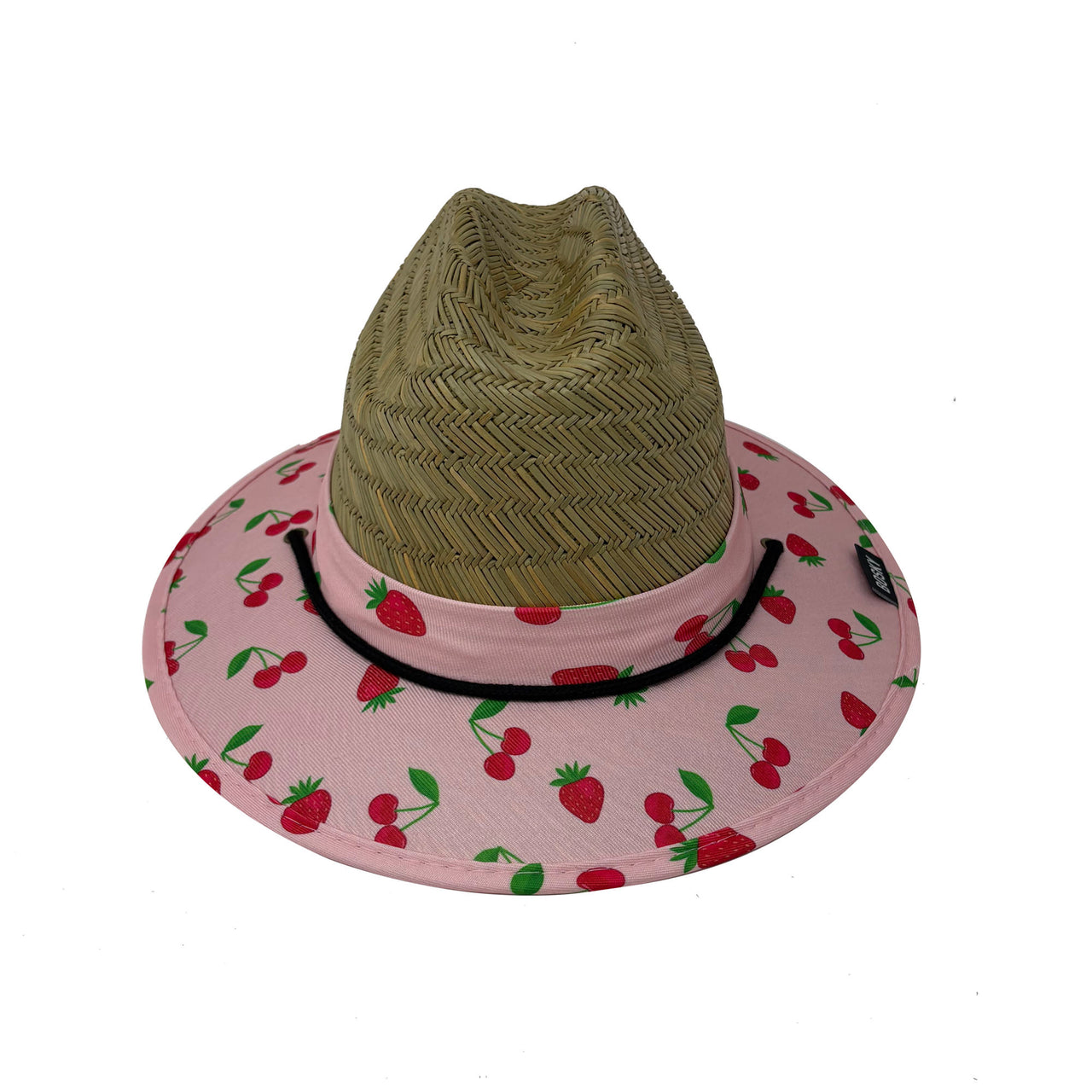 Kids Strawberry x Cherry Pink Summer Straw Lifeguard Hat (3-9 yrs)